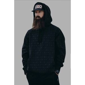 Hooey Mesa Monogram Pullover Hoodie Men's Medium Black Western Ranch EUC